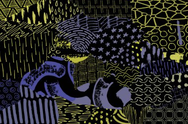 Soyut siyah darbeler, El, Vektör Deseni 'ni çizdi. Geometrik tarzda soyut arkaplan. Soyut çok renkli geometrik desen