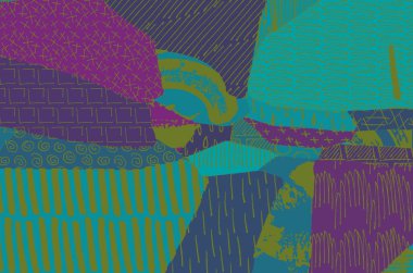 Soyut siyah darbeler, El, Vektör Deseni 'ni çizdi. Geometrik tarzda soyut arkaplan. Soyut çok renkli geometrik desen