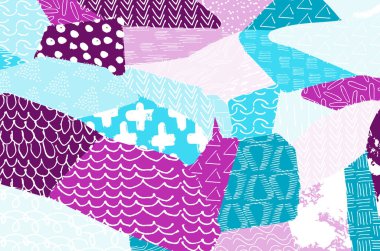 Soyut siyah darbeler, El, Vektör Deseni 'ni çizdi. Geometrik tarzda soyut arkaplan. Soyut çok renkli geometrik desen