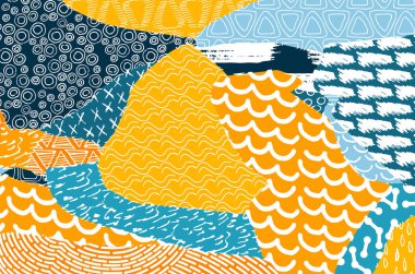 Soyut siyah darbeler, El, Vektör Deseni 'ni çizdi. Geometrik tarzda soyut arkaplan. Soyut çok renkli geometrik desen