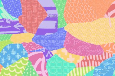 Soyut siyah darbeler, El, Vektör Deseni 'ni çizdi. Geometrik tarzda soyut arkaplan. Soyut çok renkli geometrik desen