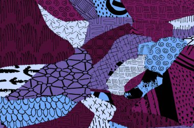 Soyut siyah darbeler, El, Vektör Deseni 'ni çizdi. Geometrik tarzda soyut arkaplan. Soyut çok renkli geometrik desen