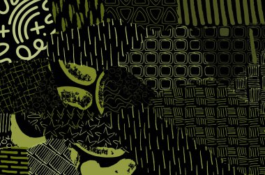 Soyut siyah darbeler, El, Vektör Deseni 'ni çizdi. Geometrik tarzda soyut arkaplan. Soyut çok renkli geometrik desen