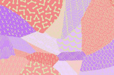 Soyut siyah darbeler, El, Vektör Deseni 'ni çizdi. Geometrik tarzda soyut arkaplan. Soyut çok renkli geometrik desen
