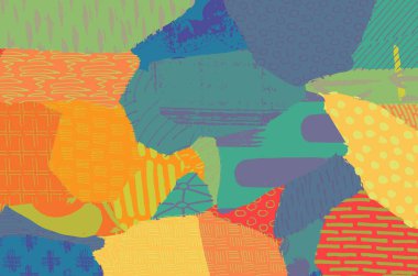 Soyut siyah darbeler, El, Vektör Deseni 'ni çizdi. Geometrik tarzda soyut arkaplan. Soyut çok renkli geometrik desen