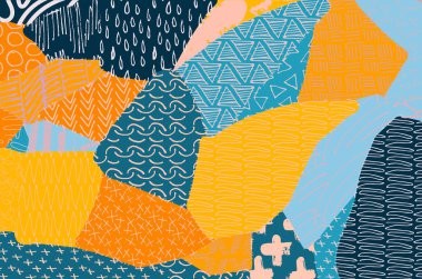 Soyut siyah darbeler, El, Vektör Deseni 'ni çizdi. Geometrik tarzda soyut arkaplan. Soyut çok renkli geometrik desen