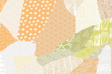 Soyut siyah darbeler, El, Vektör Deseni 'ni çizdi. Geometrik tarzda soyut arkaplan. Soyut çok renkli geometrik desen