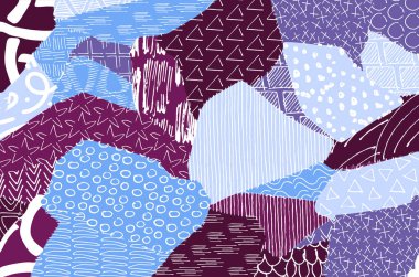 Soyut siyah darbeler, El, Vektör Deseni 'ni çizdi. Geometrik tarzda soyut arkaplan. Soyut çok renkli geometrik desen