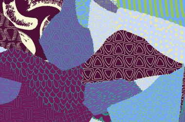 Soyut siyah darbeler, El, Vektör Deseni 'ni çizdi. Geometrik tarzda soyut arkaplan. Soyut çok renkli geometrik desen