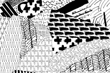 Soyut siyah darbeler, El, Vektör Deseni 'ni çizdi. Geometrik tarzda soyut arkaplan. Soyut çok renkli geometrik desen