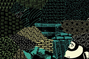 Soyut siyah darbeler, El, Vektör Deseni 'ni çizdi. Geometrik tarzda soyut arkaplan. Soyut çok renkli geometrik desen