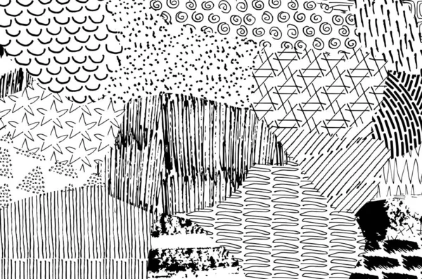Soyut siyah darbeler, El, Vektör Deseni 'ni çizdi. Geometrik tarzda soyut arkaplan. Soyut çok renkli geometrik desen