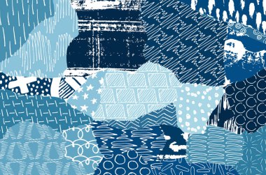 Soyut siyah darbeler, El, Vektör Deseni 'ni çizdi. Geometrik tarzda soyut arkaplan. Soyut çok renkli geometrik desen