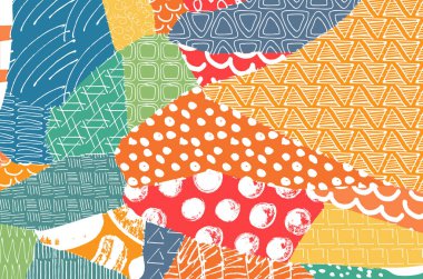 Soyut siyah darbeler, El, Vektör Deseni 'ni çizdi. Geometrik tarzda soyut arkaplan. Soyut çok renkli geometrik desen