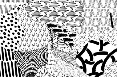 Soyut siyah darbeler, El, Vektör Deseni 'ni çizdi. Geometrik tarzda soyut arkaplan. Soyut çok renkli geometrik desen