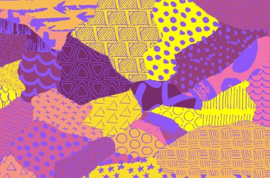 Soyut siyah darbeler, El, Vektör Deseni 'ni çizdi. Geometrik tarzda soyut arkaplan. Soyut çok renkli geometrik desen