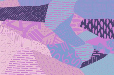 Soyut siyah darbeler, El, Vektör Deseni 'ni çizdi. Geometrik tarzda soyut arkaplan. Soyut çok renkli geometrik desen