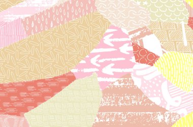 Soyut siyah darbeler, El, Vektör Deseni 'ni çizdi. Geometrik tarzda soyut arkaplan. Soyut çok renkli geometrik desen