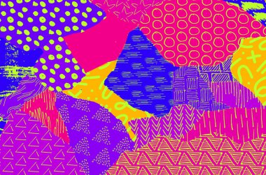 Soyut siyah darbeler, El, Vektör Deseni 'ni çizdi. Geometrik tarzda soyut arkaplan. Soyut çok renkli geometrik desen