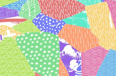 Soyut siyah darbeler, El, Vektör Deseni 'ni çizdi. Geometrik tarzda soyut arkaplan. Soyut çok renkli geometrik desen