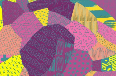 Soyut siyah darbeler, El, Vektör Deseni 'ni çizdi. Geometrik tarzda soyut arkaplan. Soyut çok renkli geometrik desen