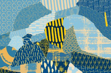 Soyut siyah darbeler, El, Vektör Deseni 'ni çizdi. Geometrik tarzda soyut arkaplan. Soyut çok renkli geometrik desen