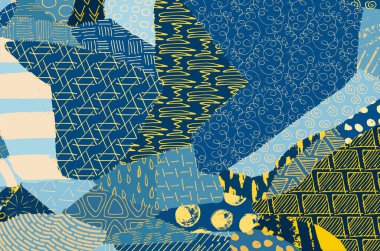 Soyut siyah darbeler, El, Vektör Deseni 'ni çizdi. Geometrik tarzda soyut arkaplan. Soyut çok renkli geometrik desen