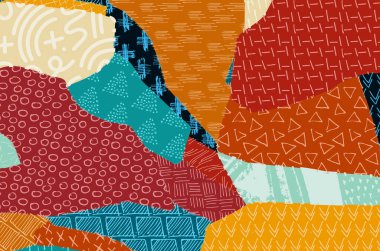 Soyut siyah darbeler, El, Vektör Deseni 'ni çizdi. Geometrik tarzda soyut arkaplan. Soyut çok renkli geometrik desen