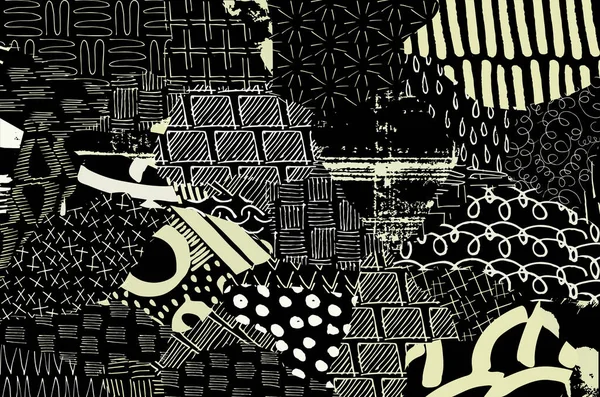 Soyut siyah darbeler, El, Vektör Deseni 'ni çizdi. Geometrik tarzda soyut arkaplan. Soyut çok renkli geometrik desen