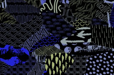 Soyut siyah darbeler, El, Vektör Deseni 'ni çizdi. Geometrik tarzda soyut arkaplan. Soyut çok renkli geometrik desen