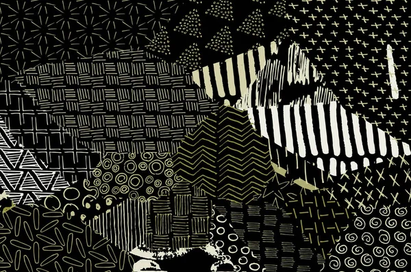 Soyut siyah darbeler, El, Vektör Deseni 'ni çizdi. Geometrik tarzda soyut arkaplan. Soyut çok renkli geometrik desen