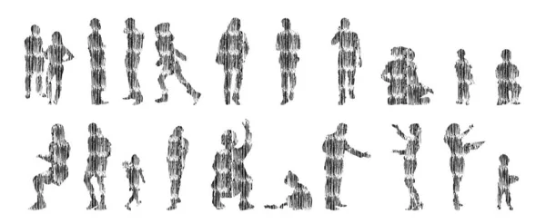 Siluetas Vectores Siluetas Contorno Personas Dibujo Contorno Silueta Personas Icono — Archivo Imágenes Vectoriales