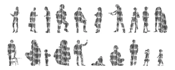 Vector Silhouettes Outline Silhouettes People Contour Drawing People Silhouette Icon — Stock Vector