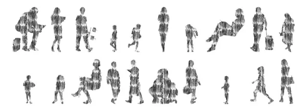 Vector Silhouettes Outline Silhouettes People Contour Drawing People Silhouette Icon — 스톡 벡터