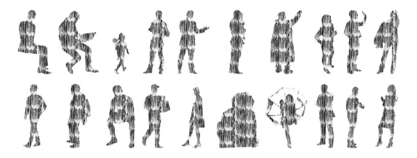 Silhouettes Vectorielles Silhouettes Esquissées Personnes Dessin Contour Silhouette Personnes Icône — Image vectorielle