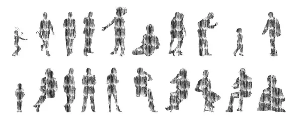 Silhouettes Vectorielles Silhouettes Esquissées Personnes Dessin Contour Silhouette Personnes Icône — Image vectorielle