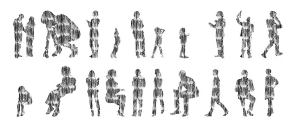 Siluetas Vectores Siluetas Contorno Personas Dibujo Contorno Silueta Personas Icono — Archivo Imágenes Vectoriales