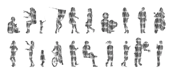 Siluetas Vectores Siluetas Contorno Personas Dibujo Contorno Silueta Personas Icono — Archivo Imágenes Vectoriales