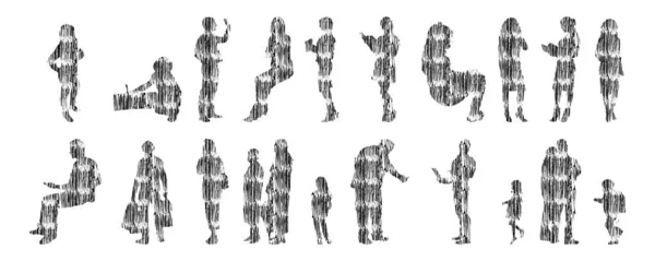 Siluetas Vectores Siluetas Contorno Personas Dibujo Contorno Silueta Personas Icono — Archivo Imágenes Vectoriales