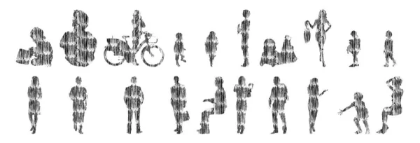 Siluetas Vectores Siluetas Contorno Personas Dibujo Contorno Silueta Personas Icono — Archivo Imágenes Vectoriales