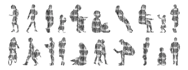 Vector Silhouettes Outline Silhouettes People Contour Drawing People Silhouette Icon — 스톡 벡터