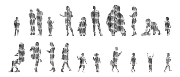 Silhouettes Vectorielles Silhouettes Esquissées Personnes Dessin Contour Silhouette Personnes Icône — Image vectorielle