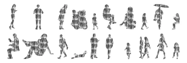 Vector Silhouettes Outline Silhouettes People Contour Drawing People Silhouette Icon — 스톡 벡터