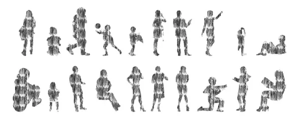 Siluetas Vectores Siluetas Contorno Personas Dibujo Contorno Silueta Personas Icono — Archivo Imágenes Vectoriales