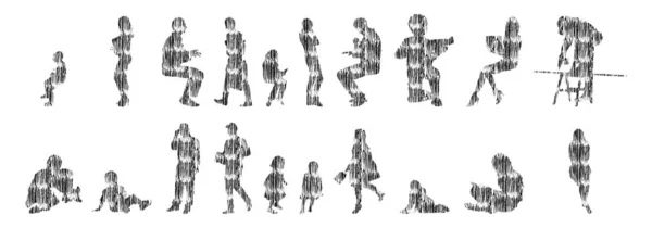 Siluetas Vectores Siluetas Contorno Personas Dibujo Contorno Silueta Personas Icono — Archivo Imágenes Vectoriales