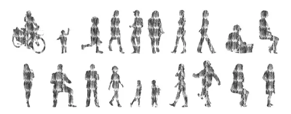 Siluetas Vectores Siluetas Contorno Personas Dibujo Contorno Silueta Personas Icono — Archivo Imágenes Vectoriales