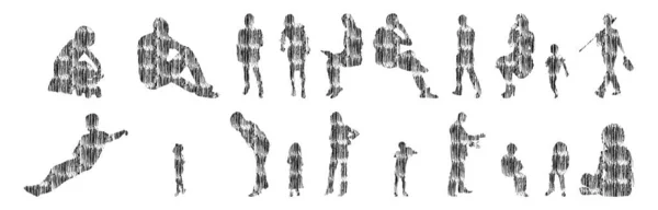 Vector Silhouettes Outline Silhouettes People Contour Drawing People Silhouette Icon — 스톡 벡터