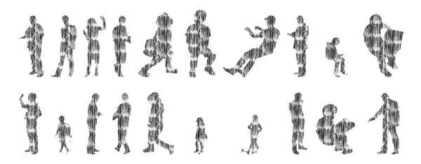 Silhouettes Vectorielles Silhouettes Esquissées Personnes Dessin Contour Silhouette Personnes Icône — Image vectorielle