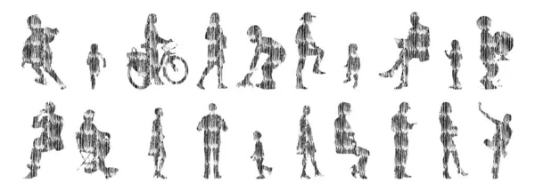 Sílhuetas Vetoriais Sílhuetas Contorno Pessoas Desenho Contorno Silhueta Pessoas Conjunto —  Vetores de Stock