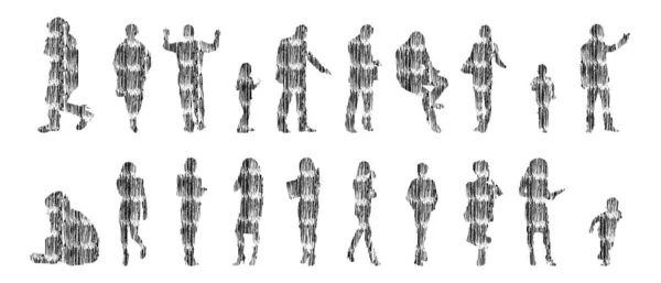 Siluetas Vectores Siluetas Contorno Personas Dibujo Contorno Silueta Personas Icono — Archivo Imágenes Vectoriales